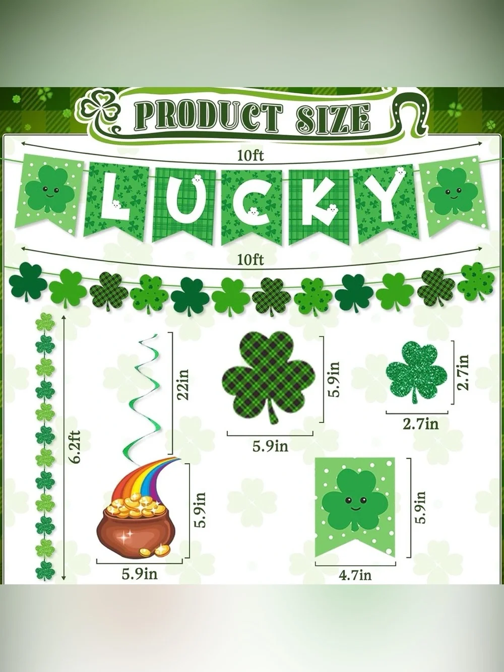 30 Piece St. Patrick's Day Hanging Decoration Set, 'Lucky' Banner